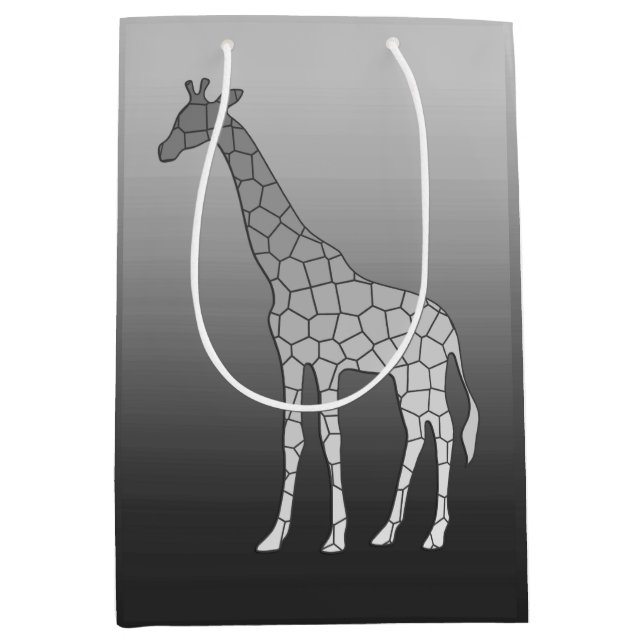Sac Cadeau Moyen Girafe géométrique moderne, gris argenté / gris (Devant)