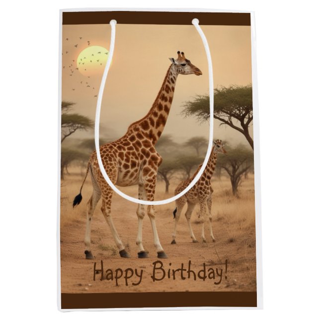 Sac Cadeau Moyen Giraffe en Afrique (Devant)