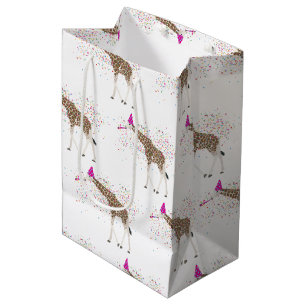 Sac Cadeau Moyen Giraffe Fête Safari Animaux ayant une fête