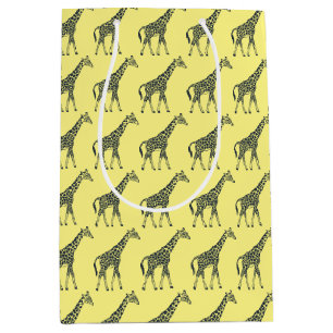 Sac Cadeau Moyen Giraffes sur Jaune