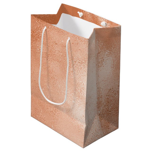 Sac Cadeau Moyen Glam Orange Peach Spice Anniversaire (Devant Angle)