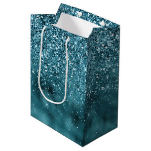 Sac Cadeau Moyen Glam Parties scintillant turquoise Glitz