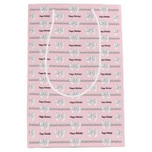 Sac Cadeau Moyen Glam Pink Tiffany Thème Bougie Joyeux anniversaire