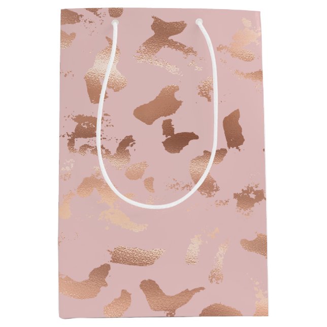 Sac Cadeau Moyen Glam Rose Gold Blush Abstrait Anniversaire (Devant)