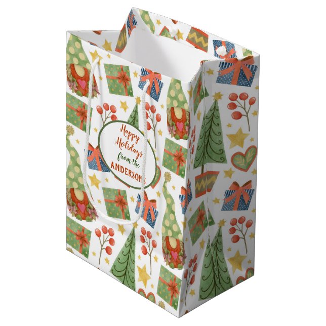 Sac Cadeau Moyen Gnome Christmas Love Motif (Devant Angle)
