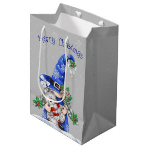 Sac Cadeau Moyen Gnome de Noël avec ours en peluche