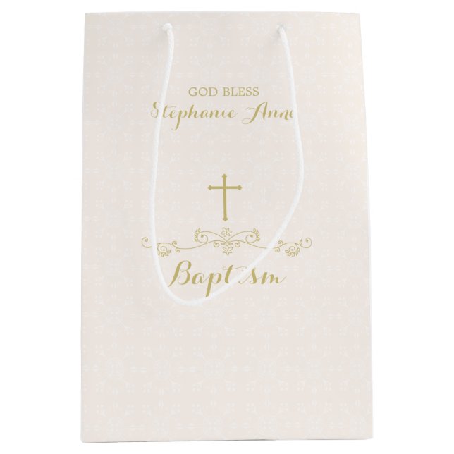 Sac Cadeau Moyen Gold Cross et Laurels (Devant)