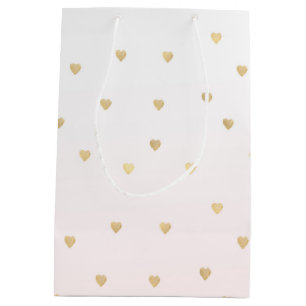 Sac Cadeau Moyen Gold Hearts Blush Pink Ombre