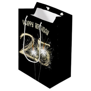 Sac Cadeau Moyen Gold Sparklers pour 25e anniversaire