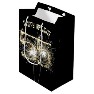 Sac Cadeau Moyen Gold Sparklers pour 55e anniversaire