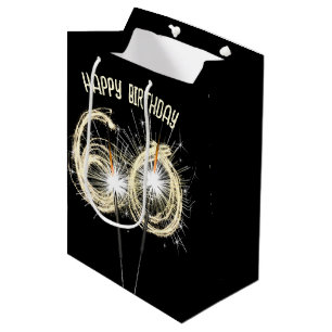 Sac Cadeau Moyen Gold Sparklers pour 60e anniversaire