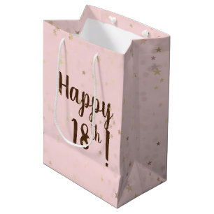 Sac Cadeau Moyen Gold Stars and Dots 18th Birthday Medium Gift Bag