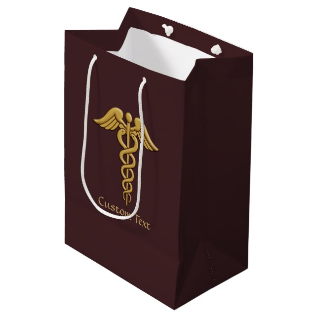 Sac Cadeau Moyen Golden Double Snake Caduceus (Devant Angle)