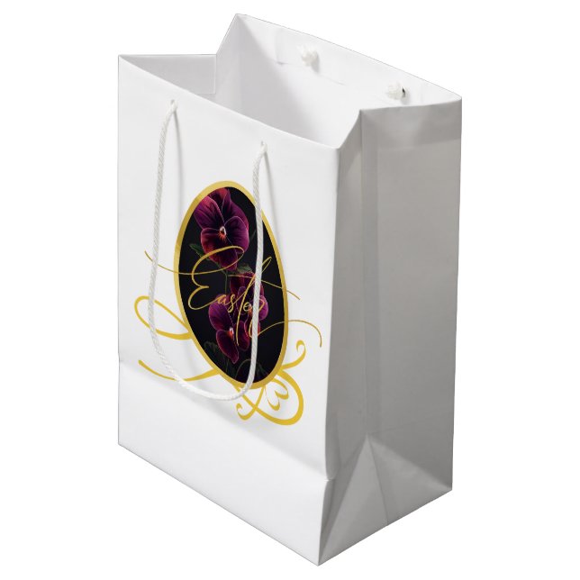 Sac Cadeau Moyen Golden Easter Egg and Elegant Iris (Devant Angle)