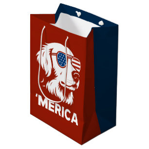 Sac Cadeau Moyen Golden Retriever 4 juillet Merica