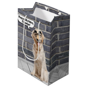 Sac Cadeau Moyen Golden Retriever avec drôle Masque Anniversaire