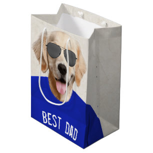 Sac Cadeau Moyen Golden Retriever avec lunettes de soleil pour papa