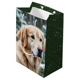 Sac Cadeau Moyen Golden Retriever in Snowflakes