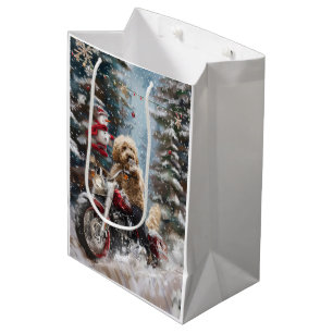 Sac Cadeau Moyen Goldendoodle Chien équitation Moto Noël
