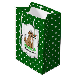 Sac Cadeau Moyen Goldendoodle Chien Jouer Golf (rouge whmk2) Plaisi