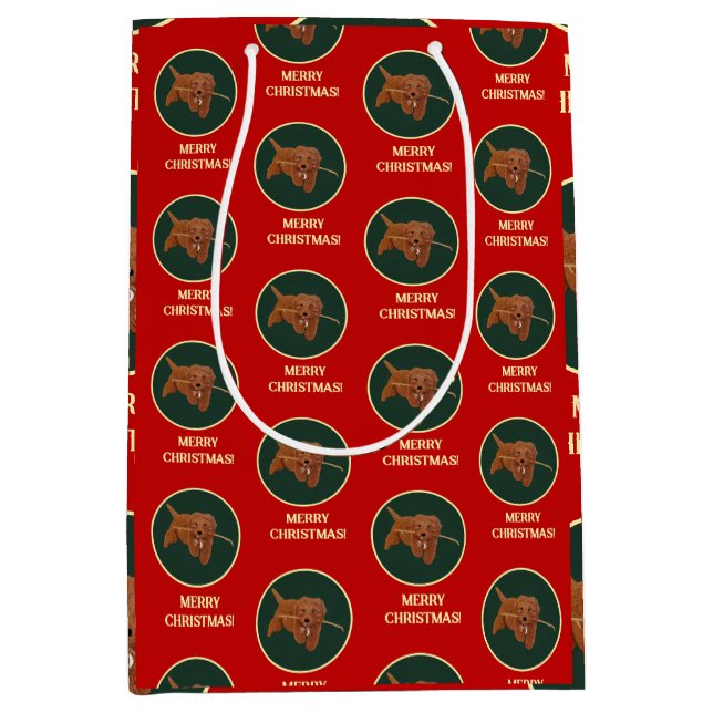Sac Cadeau Moyen Goldie Golden Doodle (Devant)