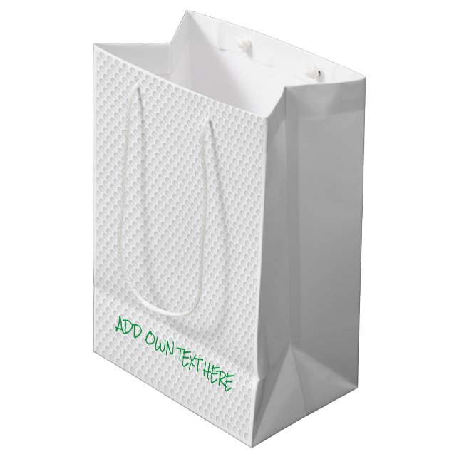 Sac Cadeau Moyen Golf Ball Dimples AJOUTER SON PROPRE TEXTE Sports  (Devant Angle)
