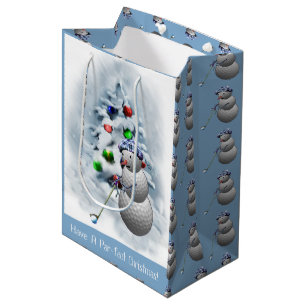 Sac Cadeau Moyen Golf Ball Snowman Noël