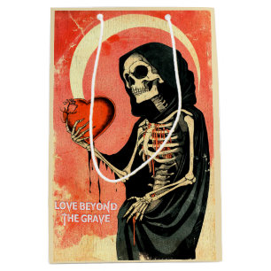 Sac Cadeau Moyen Goth Éffrayant Valentine Grim Reaper avec coeur