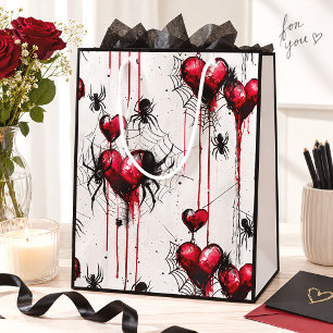 Sac Cadeau Moyen Gothique Amour Éffrayant Spider Web avec Coeurs