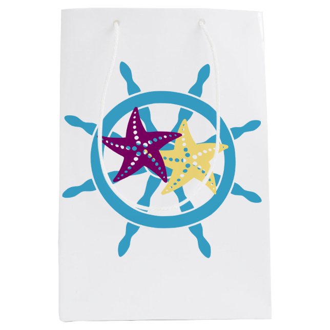 Sac Cadeau Moyen Gouvernail et étoile de mer (Devant)