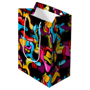 Sac Cadeau Moyen Graffiti Hip Hop Street Art néon coloré