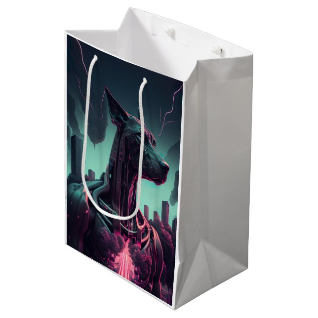 Sac Cadeau Moyen Grand Danois Futuriste Le Compagnon Robotique (Devant Angle)