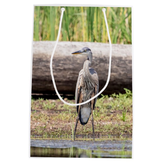 Sac Cadeau Moyen Grand Héron bleu debout dans le lac Champlain (Dos)