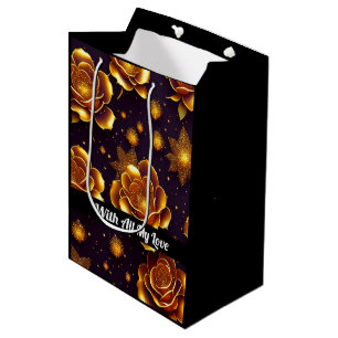 Sac Cadeau Moyen Grande Collection Gold Rose moderne de luxe
