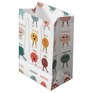 Sac Cadeau Moyen Graphique de faces des émotions colorées mignonnes