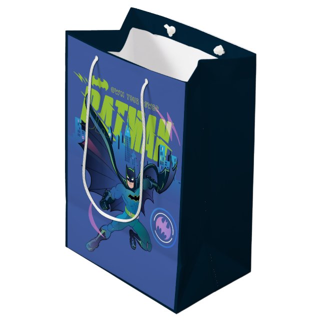 Sac Cadeau Moyen Graphique de ville de Batman "Posséder votre puiss (Devant Angle)