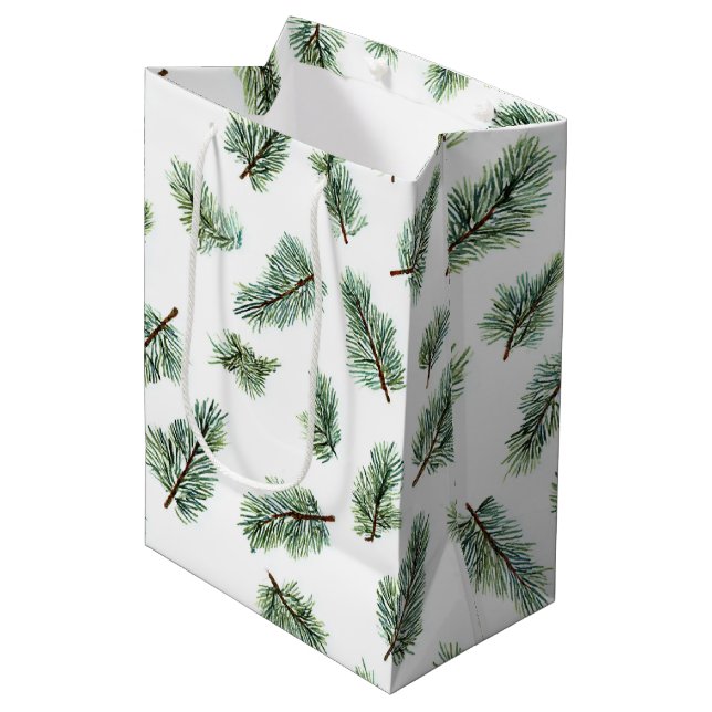 Sac Cadeau Moyen Green Christmas Pine Tree (Devant Angle)