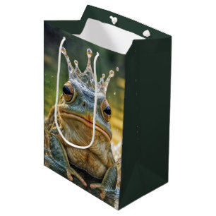 Sac Cadeau Moyen Grenouille d'anniversaire portant une couronne d'é