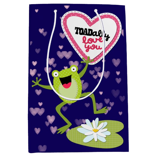 Sac Cadeau Moyen Grenouille Hoppy TOADally Vous aimez Valentine (Devant)