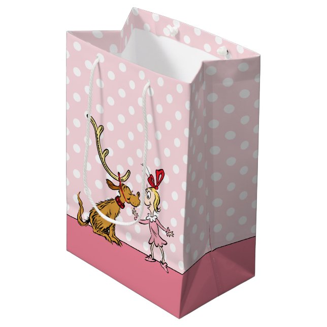 Sac Cadeau Moyen Grinch | Max & Cindy Lou Who (Devant Angle)