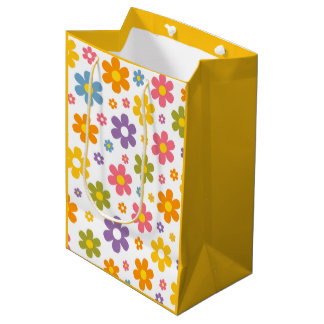 Sac Cadeau Moyen Groovy Flower Power (Jaune)