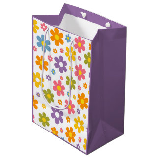 Sac Cadeau Moyen Groovy Flower Power (Violet)