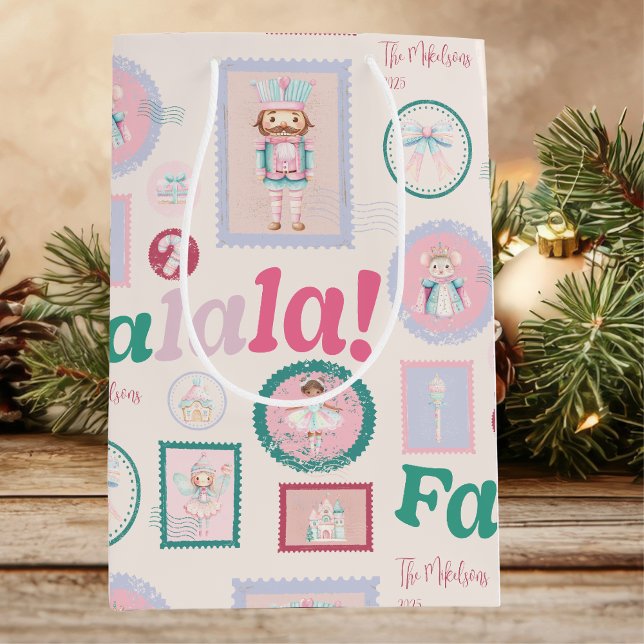 Sac Cadeau Moyen Groovy Nutcracker Retro Pastel Christmas (Créateur téléchargé)
