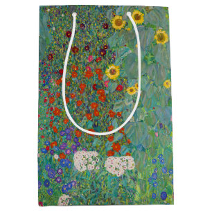Sac Cadeau Moyen Gustav Klimt - Jardin de campagne avec tournesols