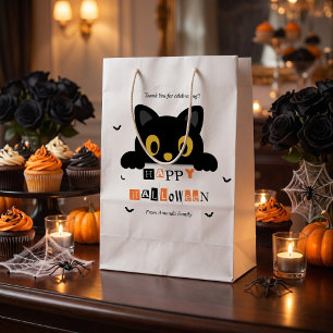 Sac Cadeau Moyen Halloween Chat Noir Mignon