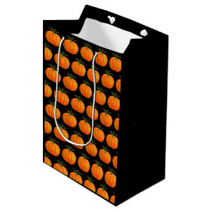 Sac Cadeau Moyen Halloween Citrouille Chat Cute Motif Orange Automn