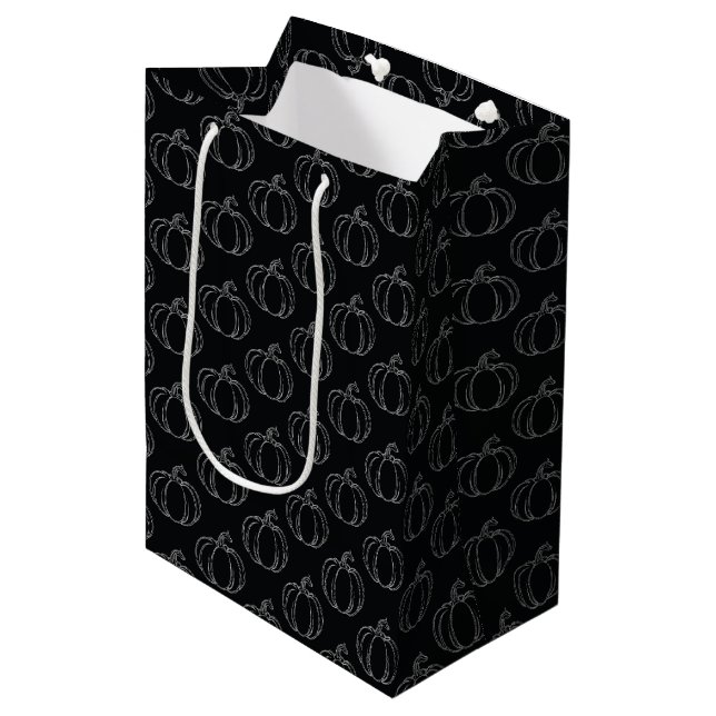 Sac Cadeau Moyen Halloween Citrouille en argent (Devant Angle)