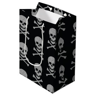 Sac Cadeau Moyen Halloween crâne et os croisés