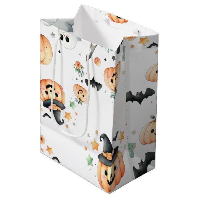 Sac Cadeau Moyen Halloween Éffrayant premier (Devant Angle)