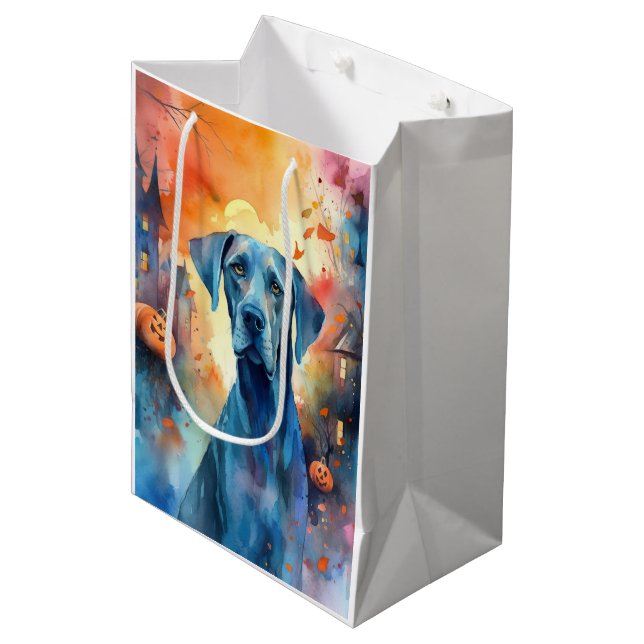 Sac Cadeau Moyen Halloween grand Danse avec la peur Citrouille (Devant Angle)